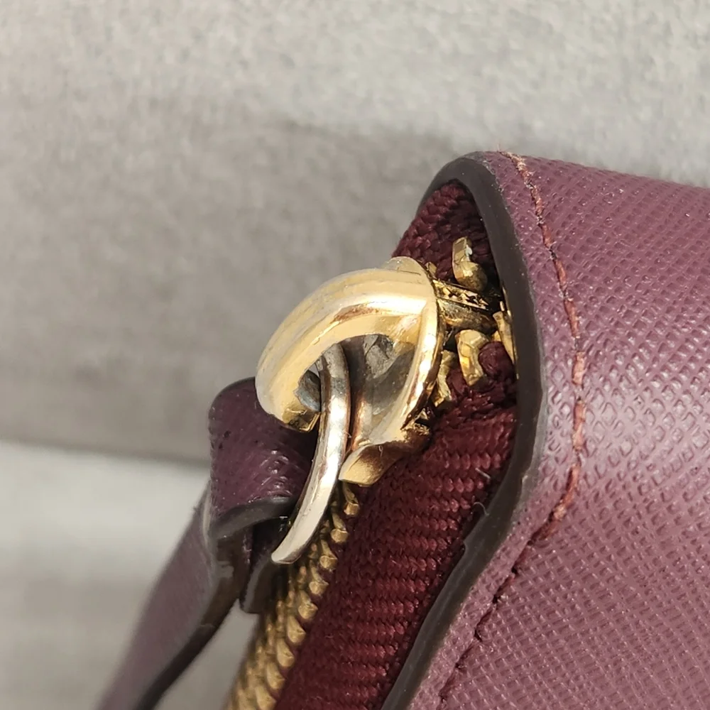Kate Spade Zip Around Wallet Plum Purple Saffiano Leather Neda Laurel Way Logo